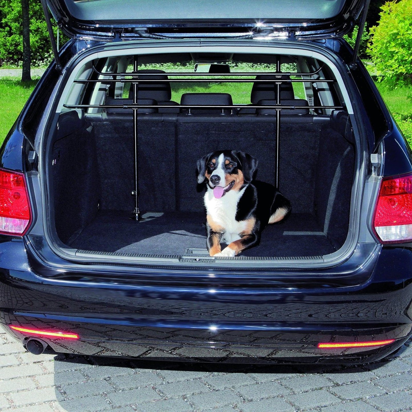 Trixie Car dog guard, angled, black.