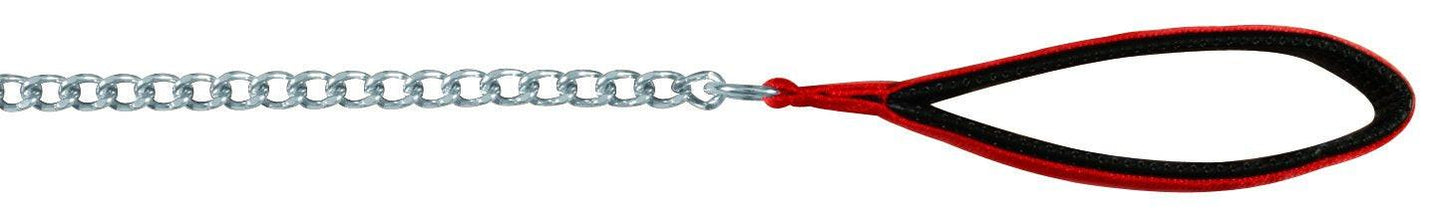 Trixie Chain leash with nylon hand loop, 1.10 m/2.0 mm, red.