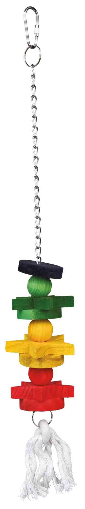 Trixie Colourful wooden toy with chain/rope, 30 cm.
