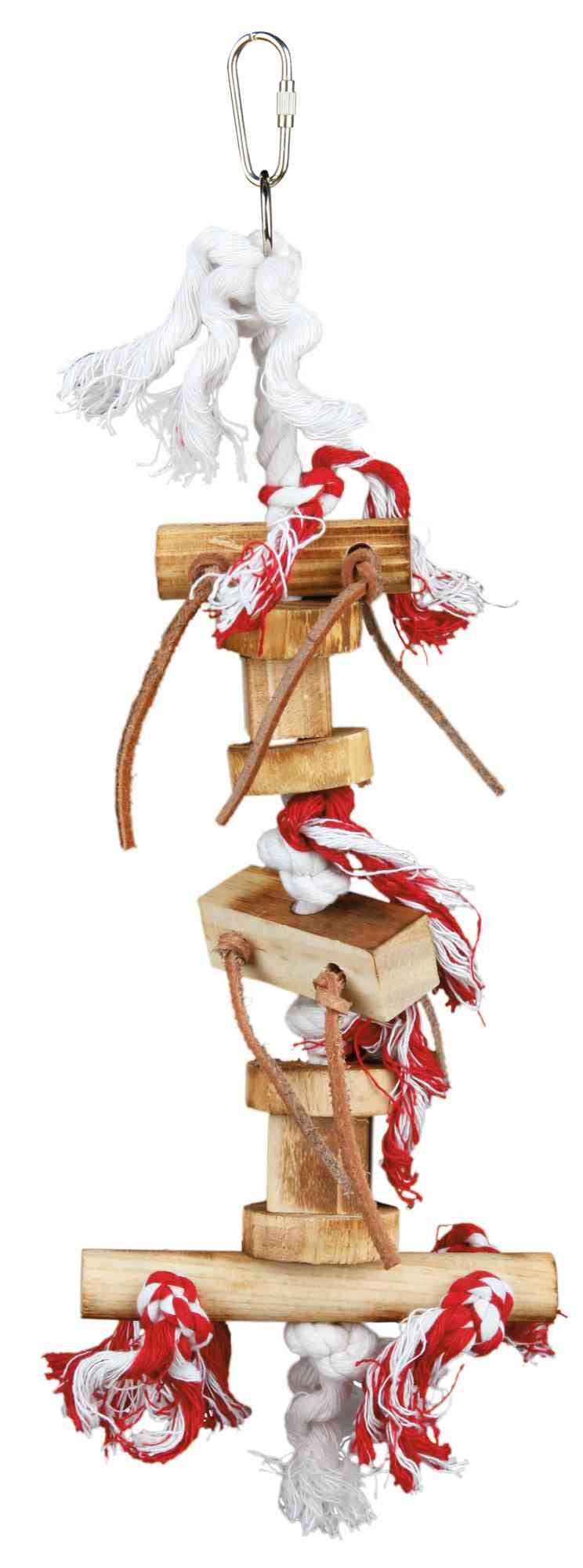 Trixie Wooden toy with leather ribbon, 35 cm.