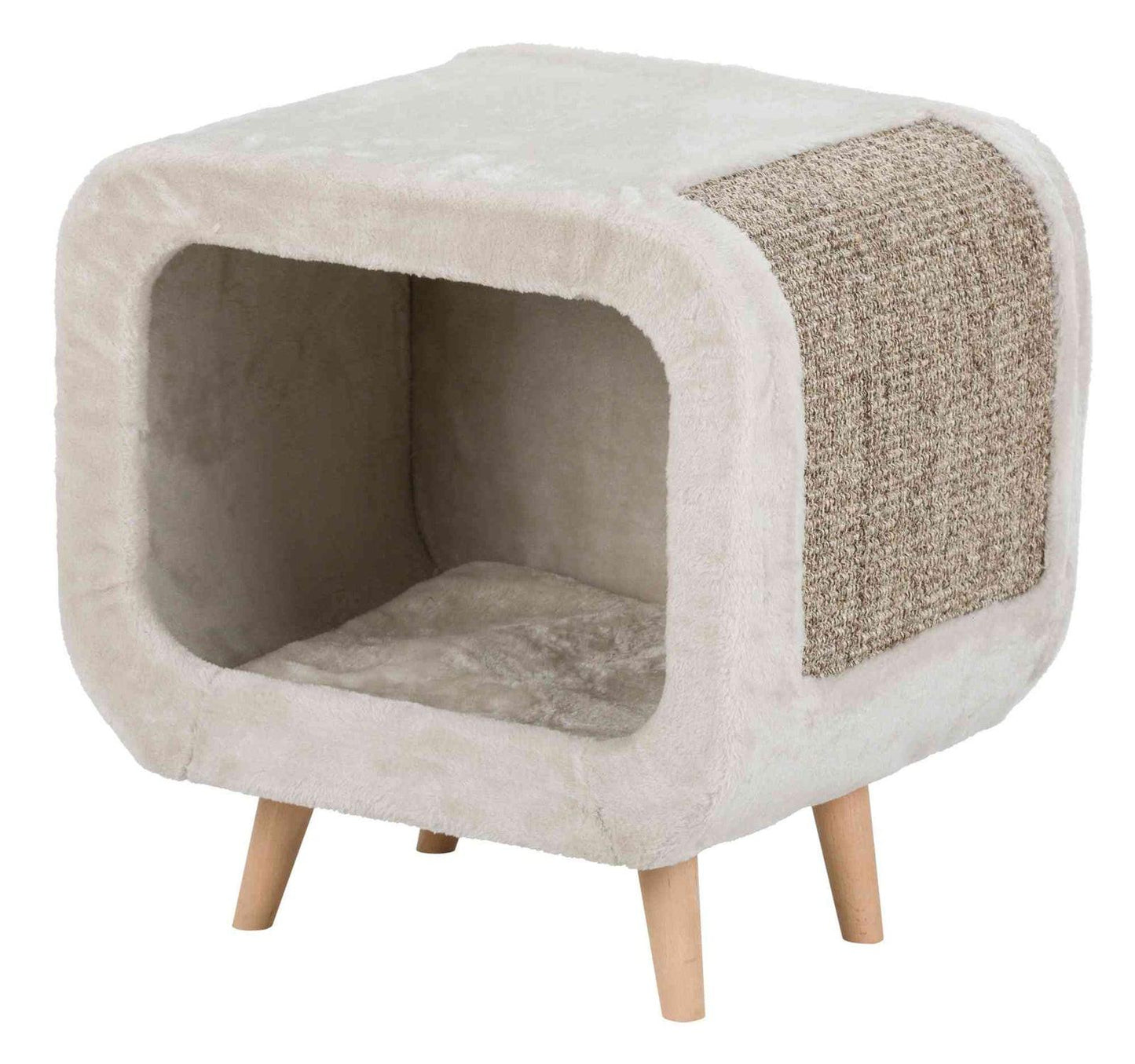 Trixie Alicia cuddly cave with beechwood feet, 48 x 48 x 38 cm, light grey/grey mottled.