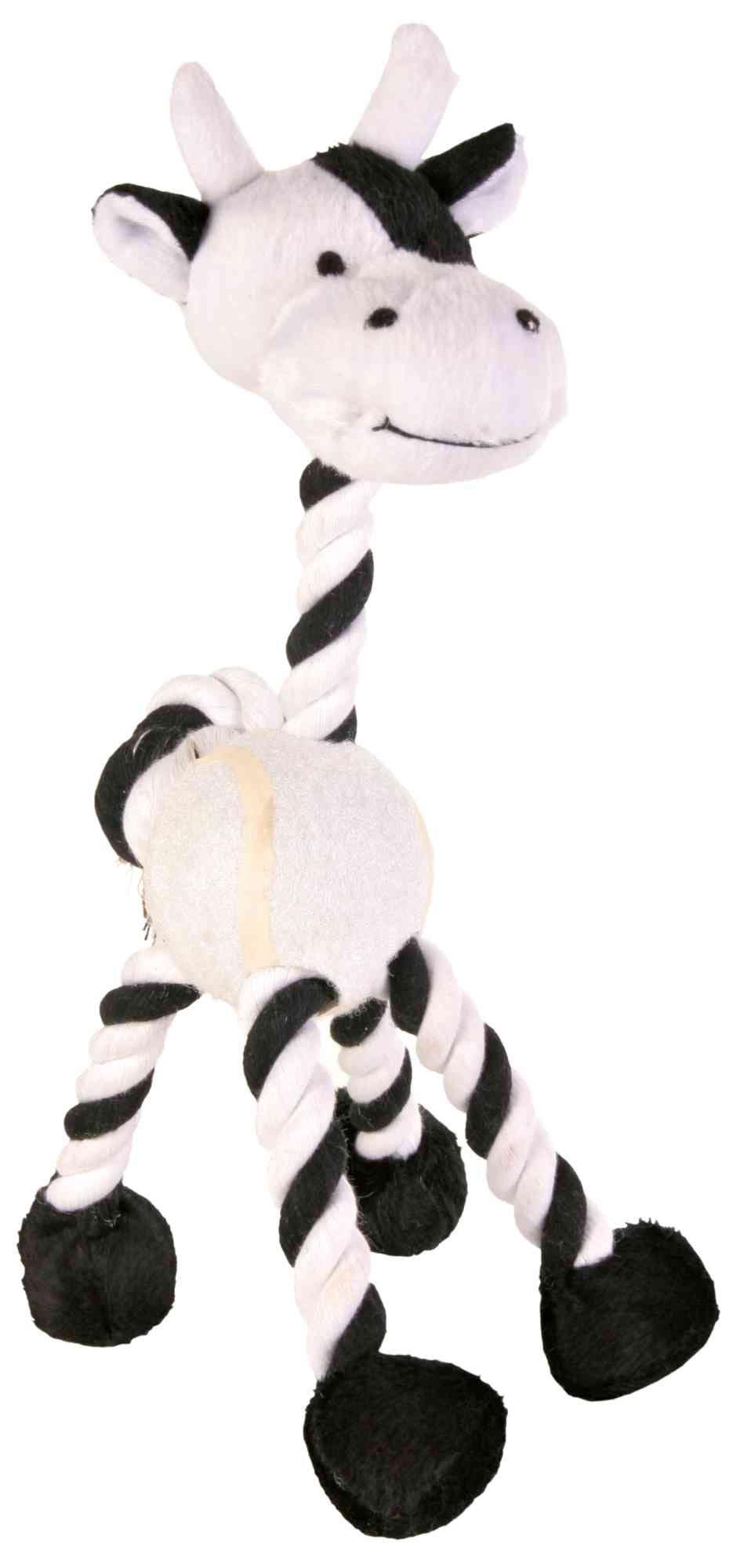Trixie Animal with rope & tennis ball, plush, 28 cm.