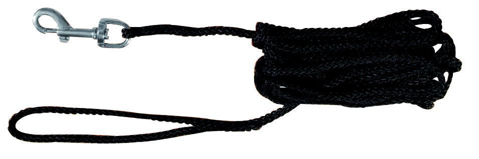 Trixie Tracking leash, 15 m/diam. 5 mm, black.