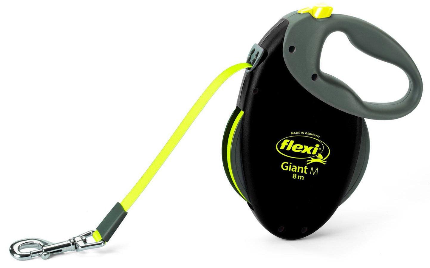 Trixie flexi NEON GIANT, tape leash, M: 8 m, black/neon.