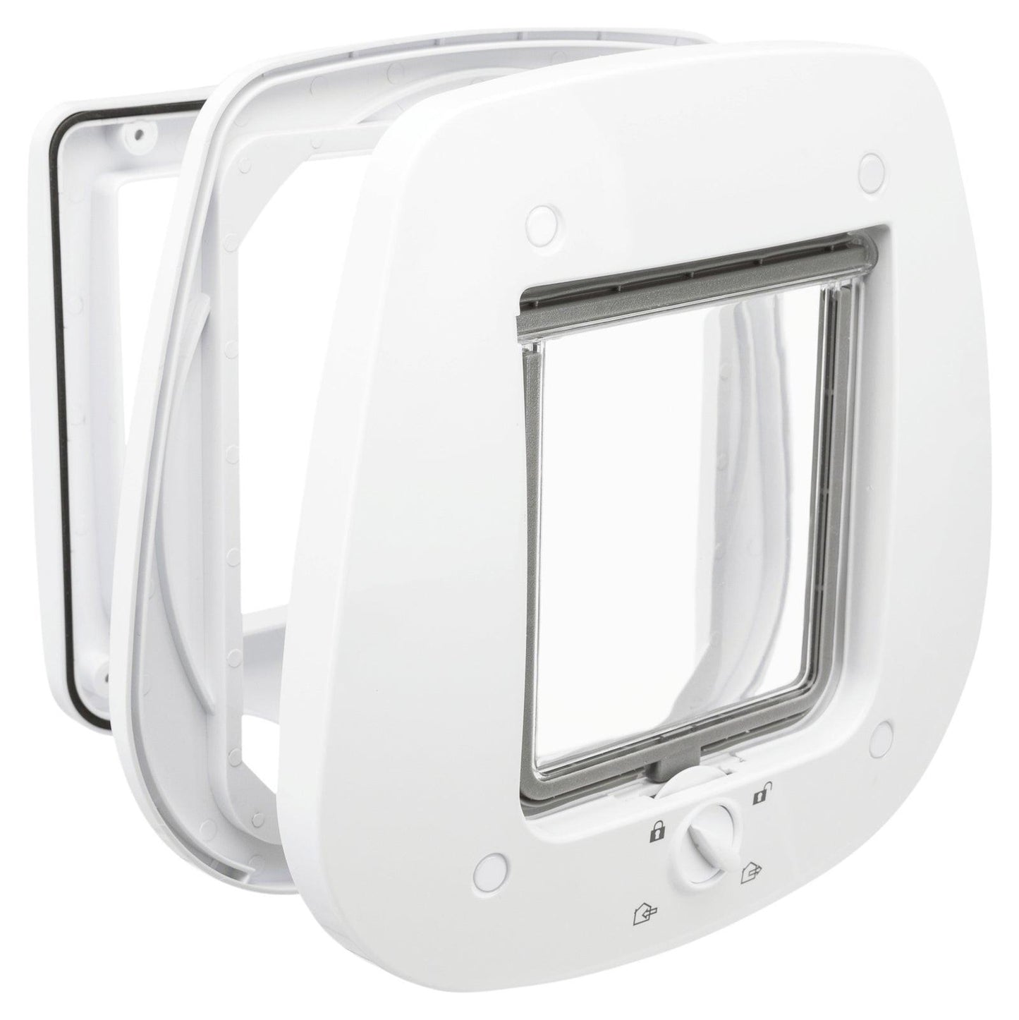 Trixie 4-Way cat flap, for glass doors, 27 x 26 cm, white.