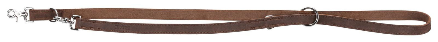 Trixie Rustic fatleather adjustable leash, M-L: 2.00 m/20 mm, dark brown.