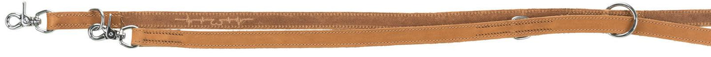 Trixie Rustic fatleather adjustable leash Heartbeat, M-L: 2.00 m/20 mm, brown.