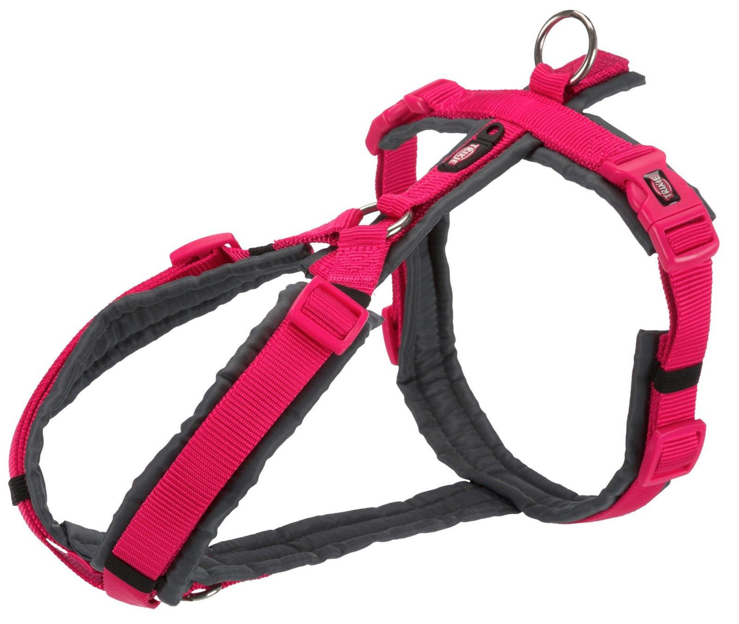 Trixie Premium trekking harness, S-M: 44-53 cm/20 mm, fuchsia/graphite.