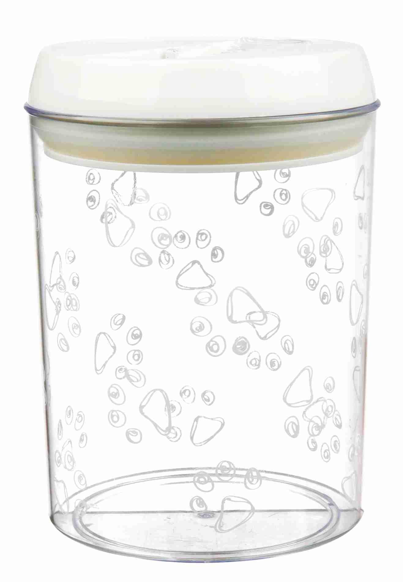 Trixie Food and snack jar, plastic, 1.5 l/diam. 12 x 17.5 cm, transparent/white.
