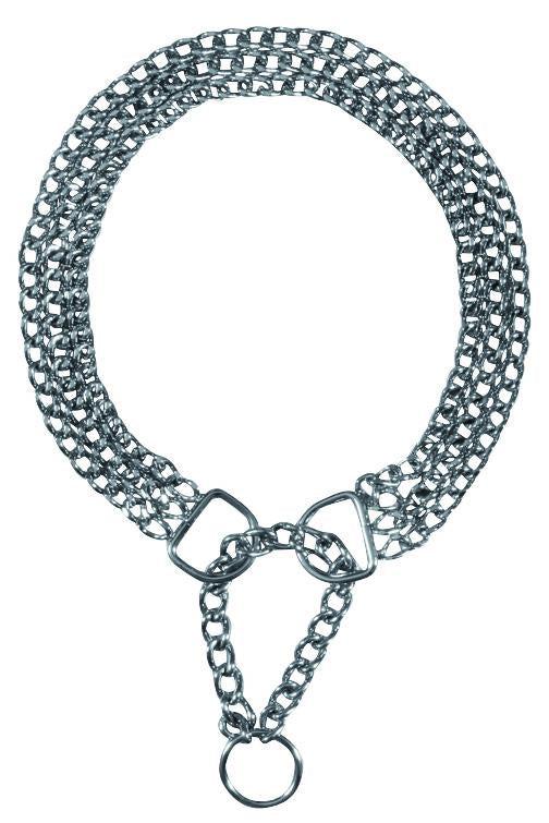Trixie Choke chain, triple row, strain relief, chrome, 50 cm/2.5 mm.