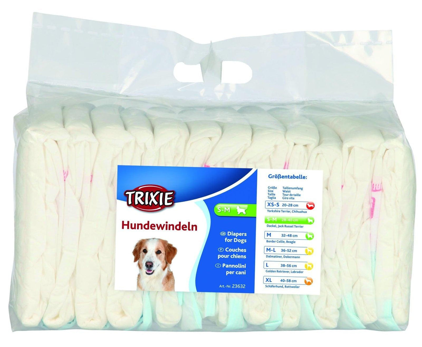 Trixie Diapers for female dogs, S-M, 12 pcs..