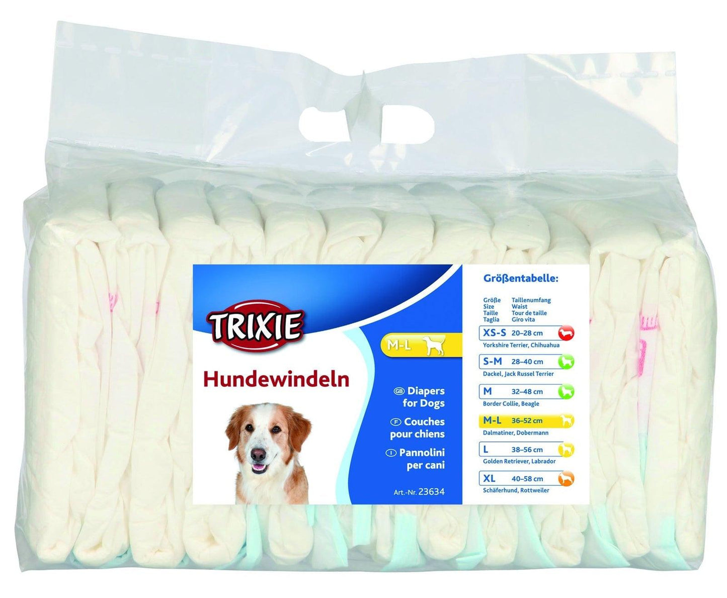 Trixie Diapers for female dogs, M-L, 12 pcs..