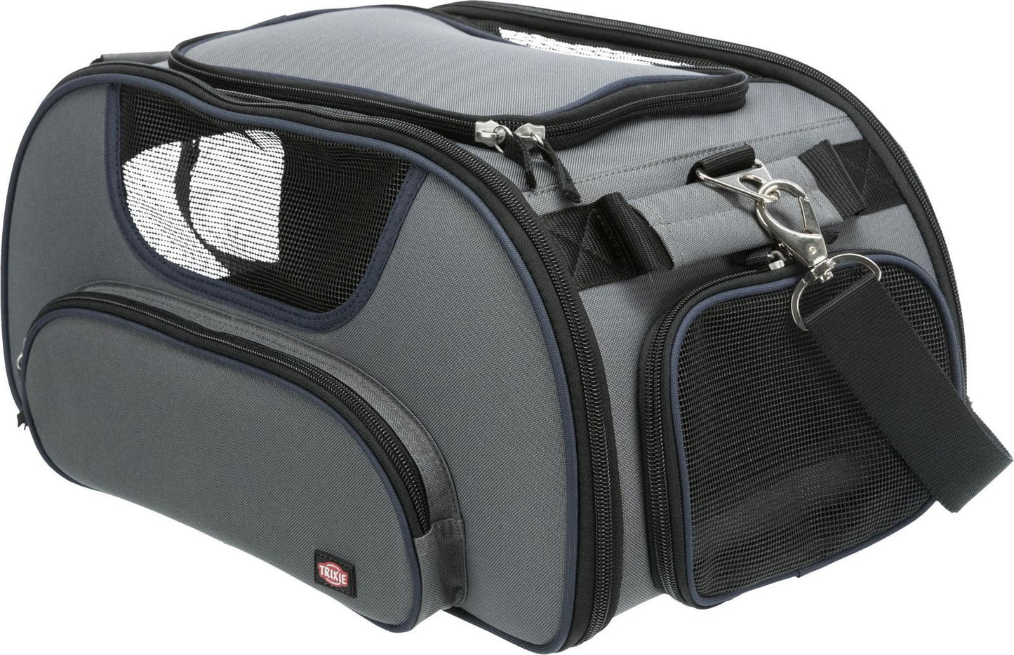 Trixie Wings airline carrier, 28 x 23 x 46 cm, grey/blue.