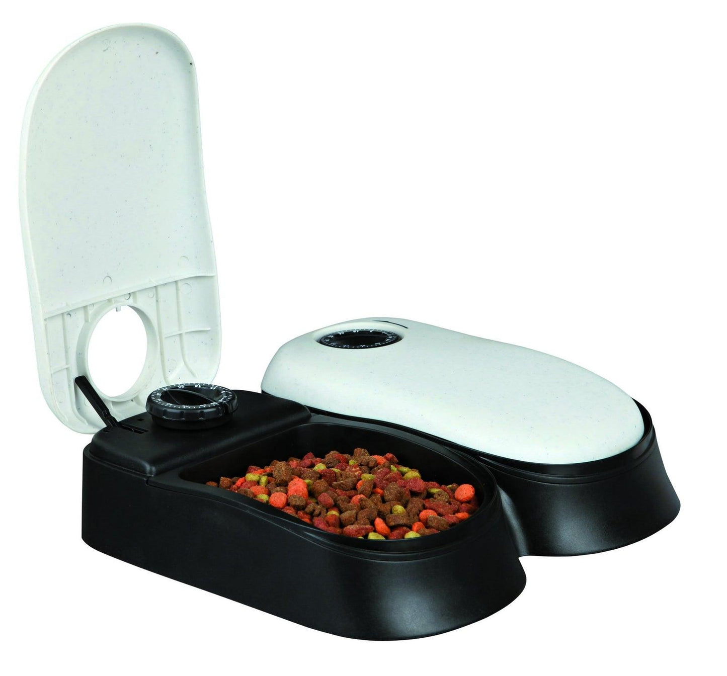 Trixie TX2 automatic food dispenser, 2 x 300 ml/27 x 7 x 24 cm, black/granite.