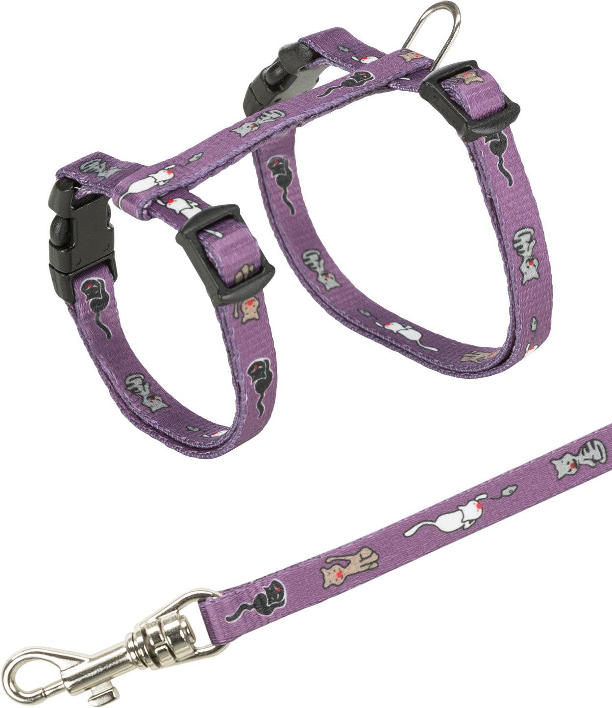 Trixie Junior kitten harness with leash, cat motif, 21ƒ??33 cm/8 mm, 1.20 m.