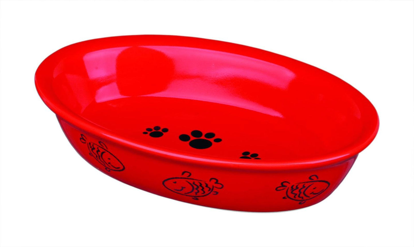 Trixie Cat bowl, oval, ceramic, 0.2 l/15 x 10 cm.