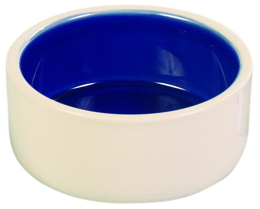 Trixie Ceramic bowl, 0.35 l/diam. 12 cm, cream/blue.