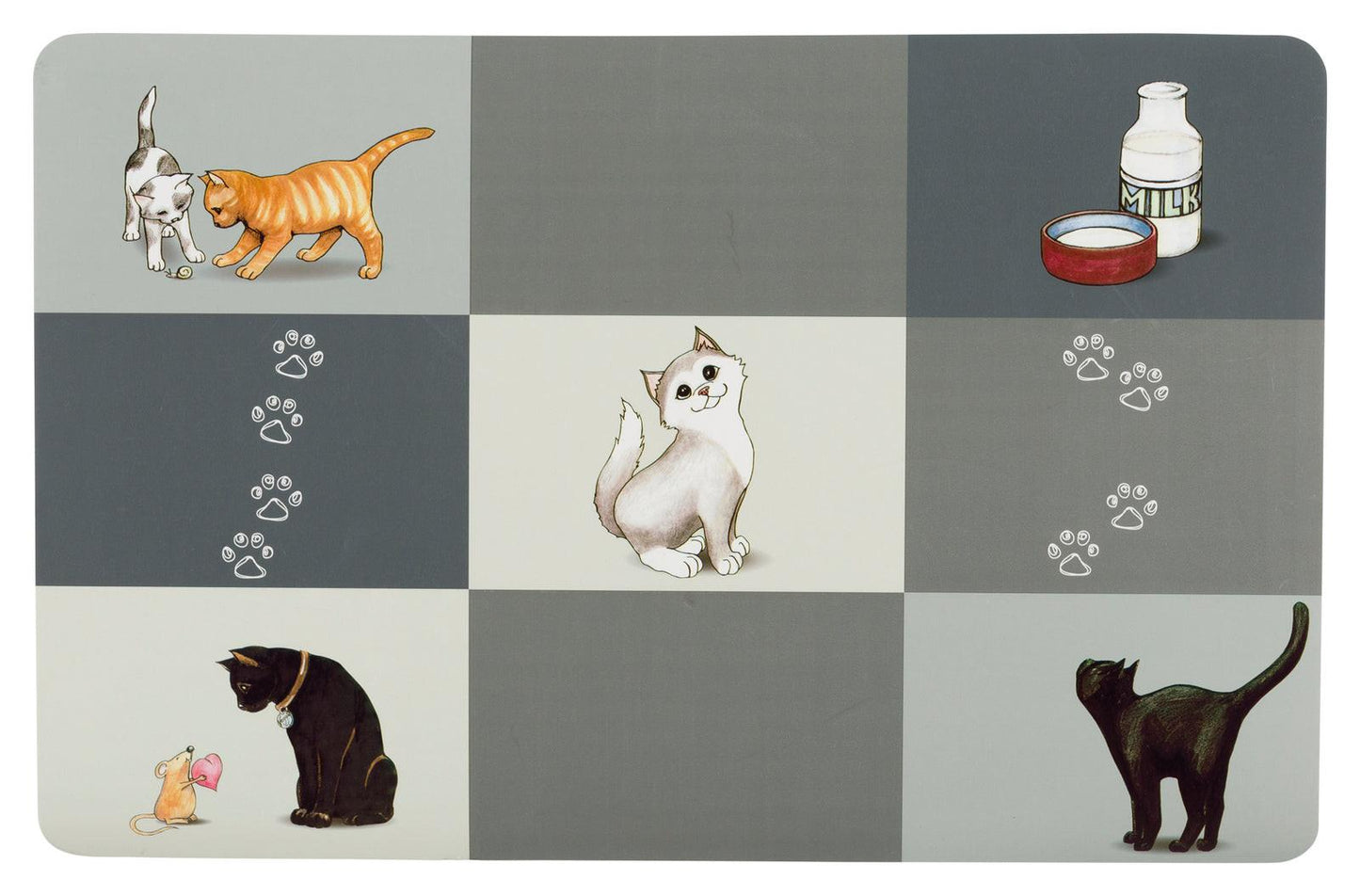 Trixie Patchwork cat place mat, 44 x 28 cm, grey.