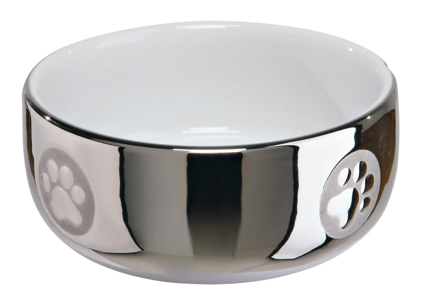 Trixie Cat bowl, ceramic, 0.3 l/diam. 11 cm, silver/white.