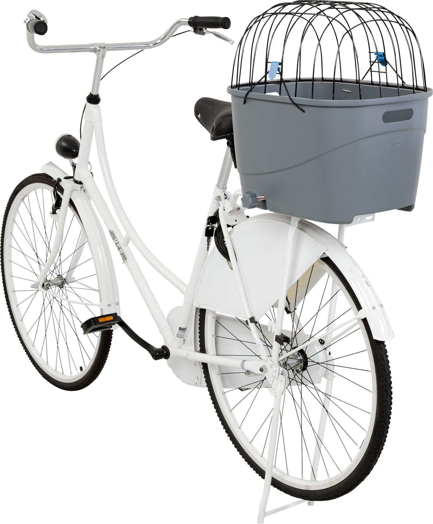 Trixie Bicycle basket for bike racks, plastic/metal, 36 x 47 x 46 cm, grey.