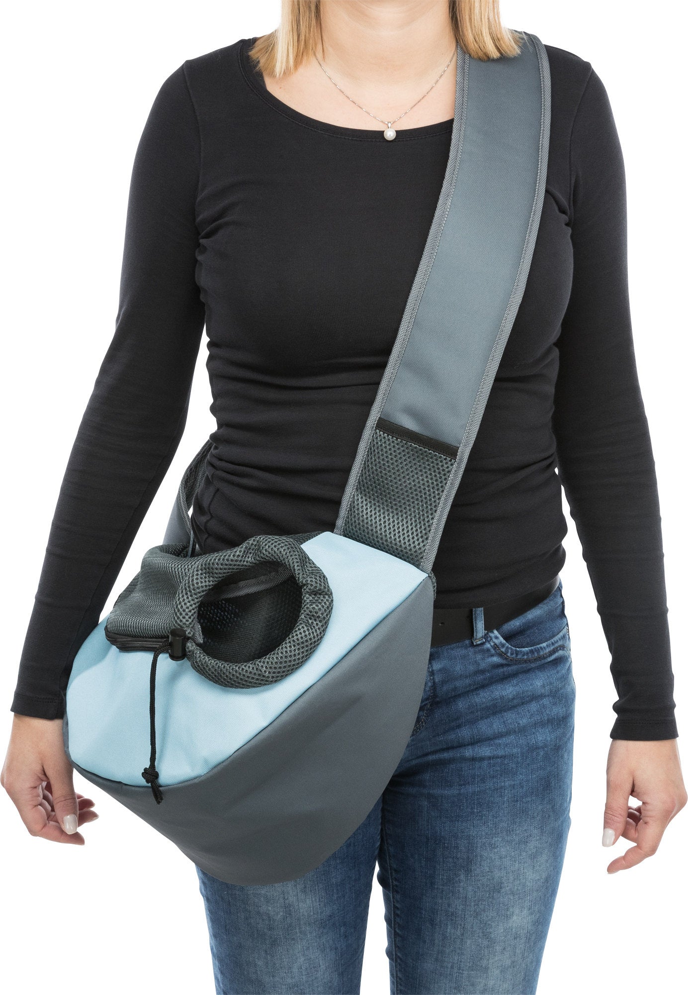 Trixie Sling front bag, 50 x 25 x 18 cm, light grey/light blue