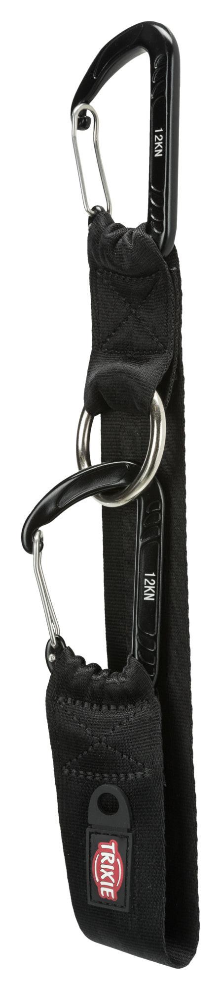Trixie Universal belt strap, mounteneer carabiner, 30 cm/38 mm, black.