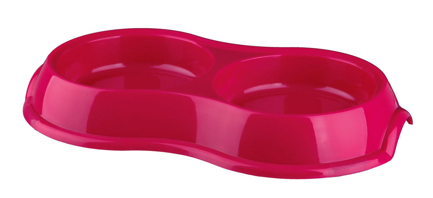 Trixie Double cat bowl, light-weight version, plastic, 2 x 0.2 l/diam. 11 cm.