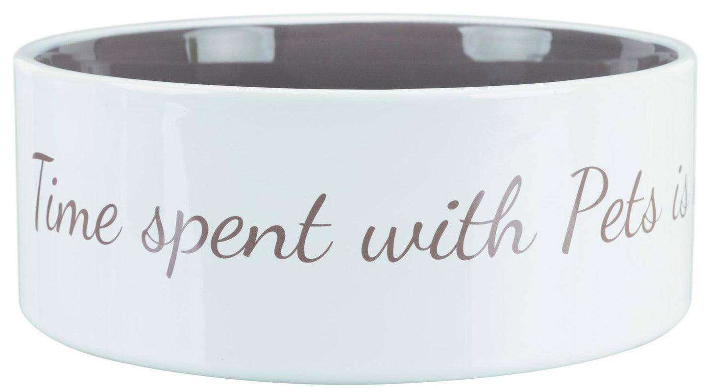 Trixie Pet's Home Ceramic bowl, 1.4 l/diam. 20 cm, cream /taupe.