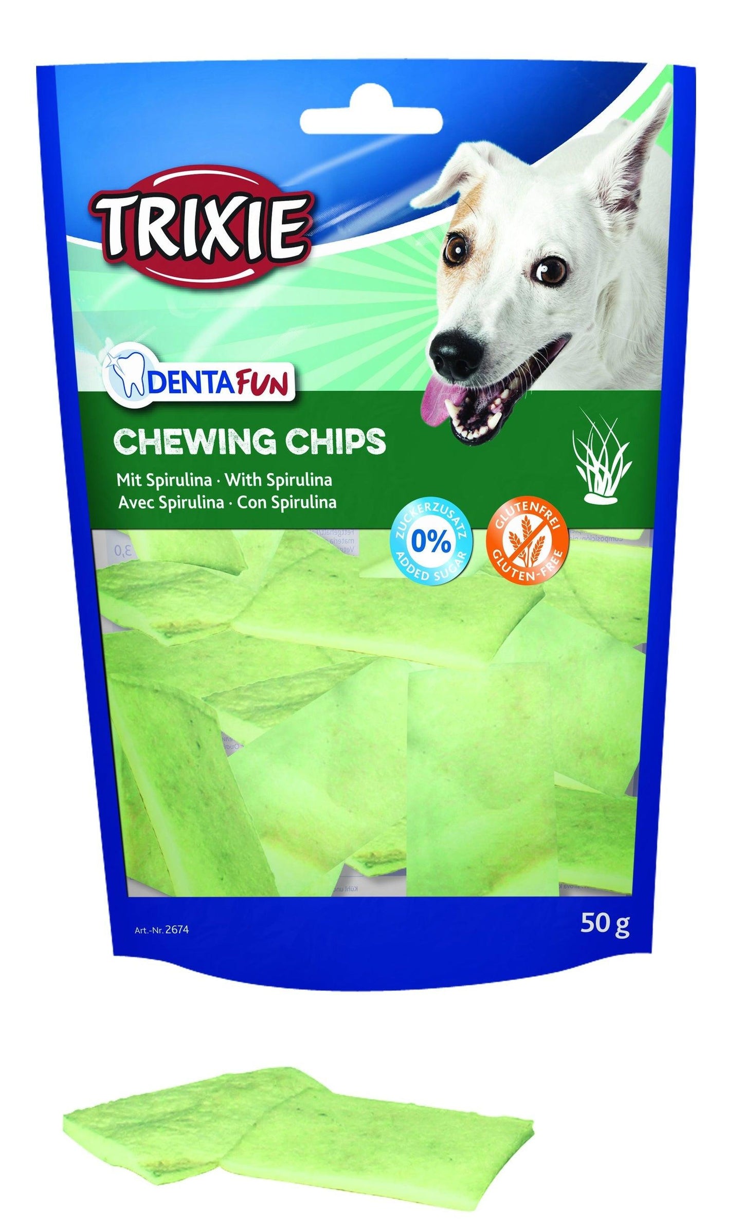 Trixie Denta Fun chewing chips, spirulina algae, 50 g.