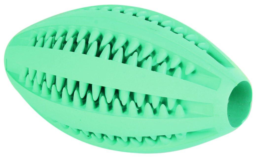 Trixie Denta Fun rugby ball, mint flavour, natural rubber, 11 cm.