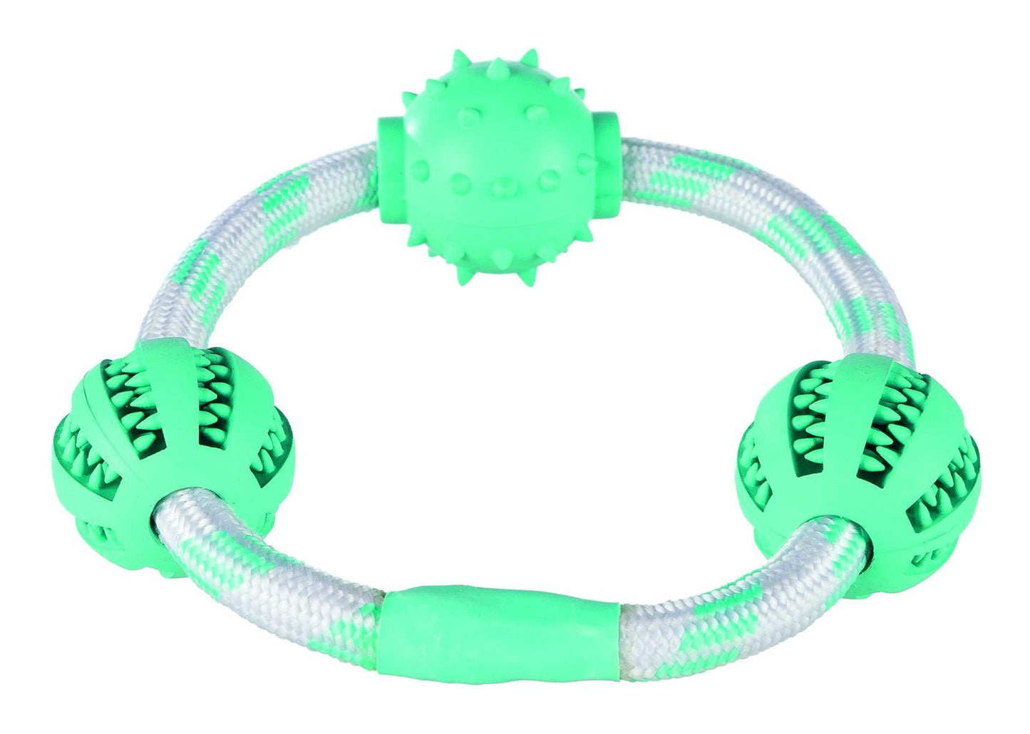 Trixie Denta Fun Rope ring with balls, mint flav., Rubber, , diam. 20 cm/diam. 5 cm.