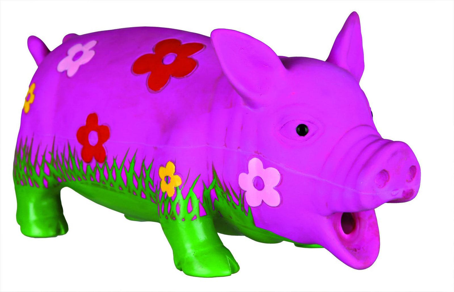 Trixie Pig with flowers, original animal sound, latex, 20 cm.