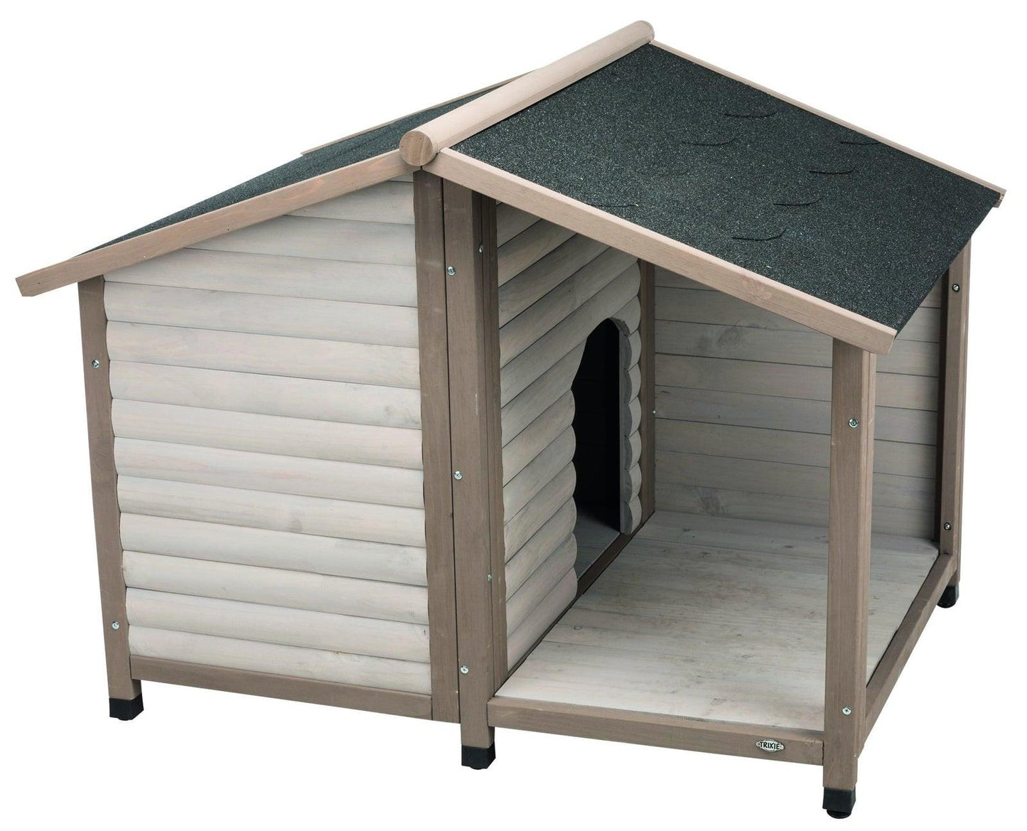 Trixie natura Lodge dog kennel with saddle roof, M-L: 130 x 100 x 105 cm, grey.