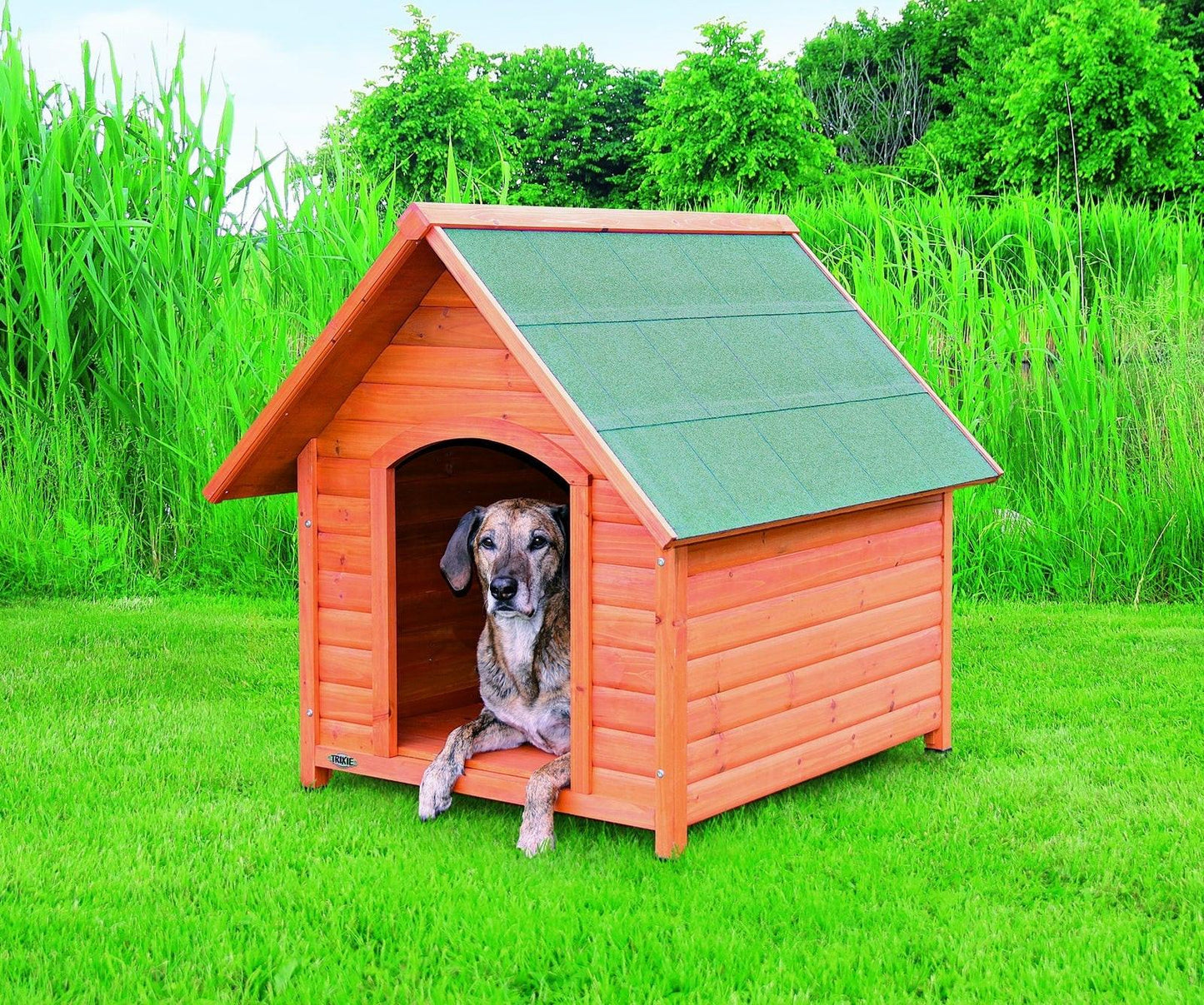 Trixie natura dog kennel with saddle roof, L: 96 x 105 x 112 cm, tan.
