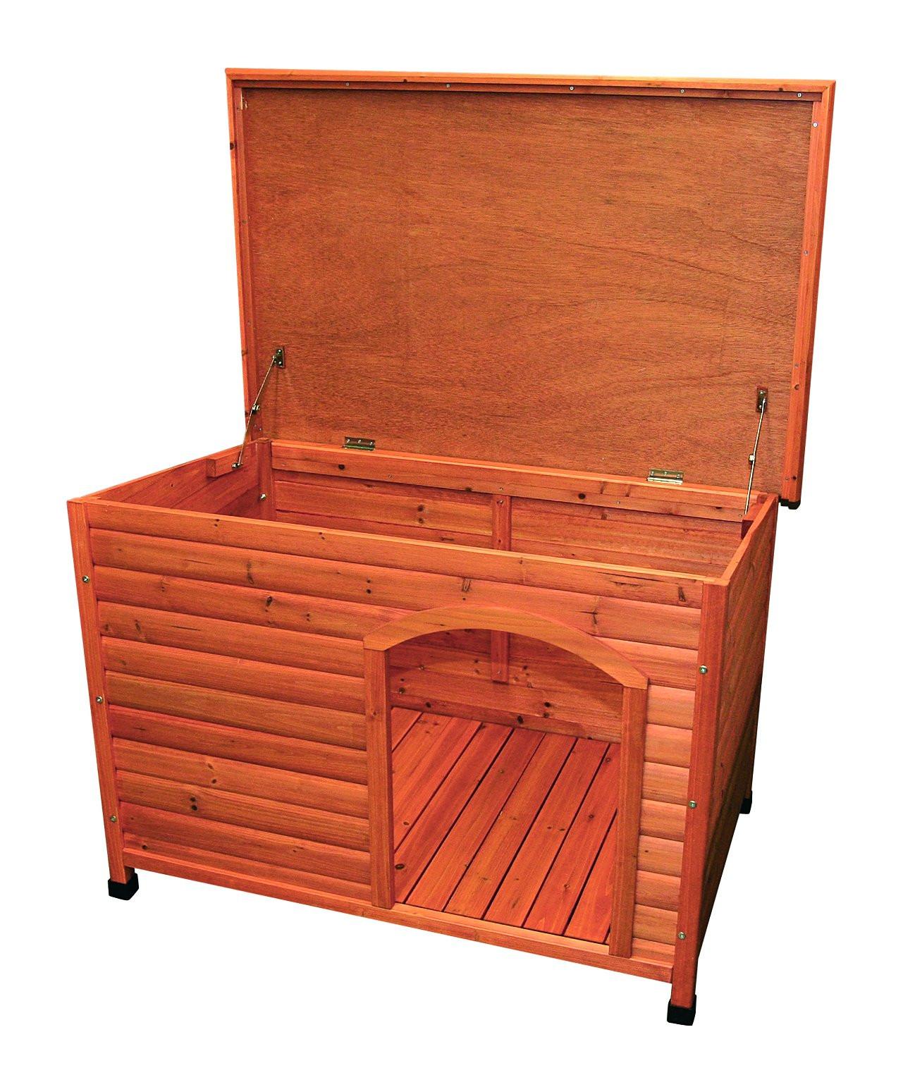 Trixie natura flat roof dog kennel, M: 85 x 58 x 60 cm, brown.
