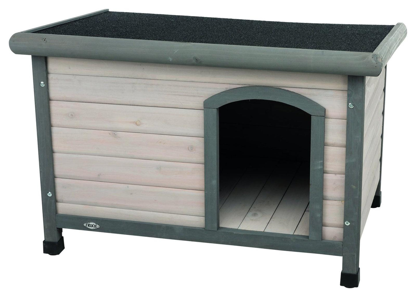 Trixie natura flat roof dog kennel, S-M: 85 x 58 x 60 cm, grey.
