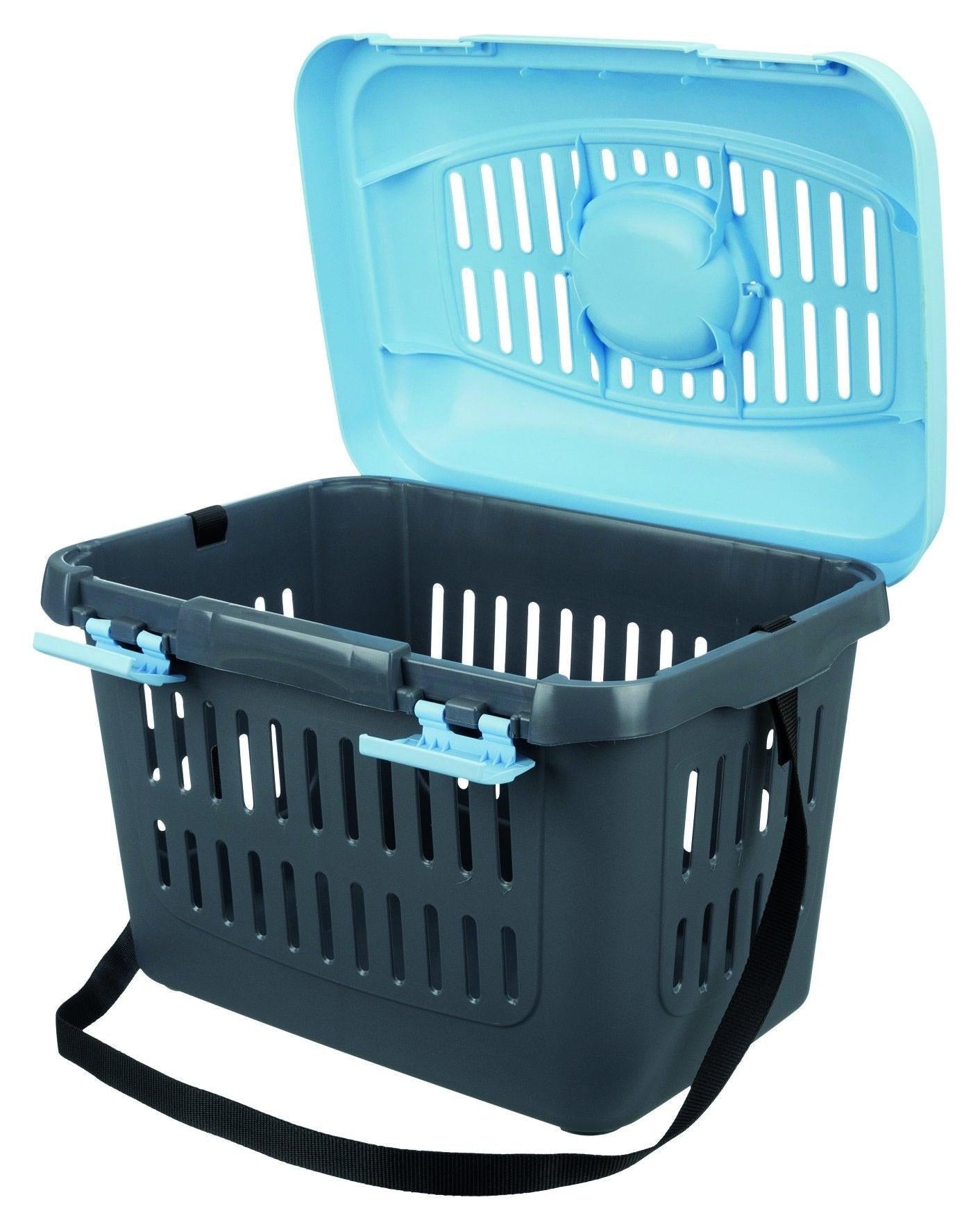 Trixie Midi-Capri transport box, XS: 44 x 33 x 32 cm, dark grey/light blue.