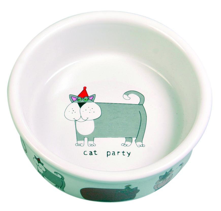 Trixie 4 cat ceramic bowls, 0.2 l/diam. 12 cm, white.
