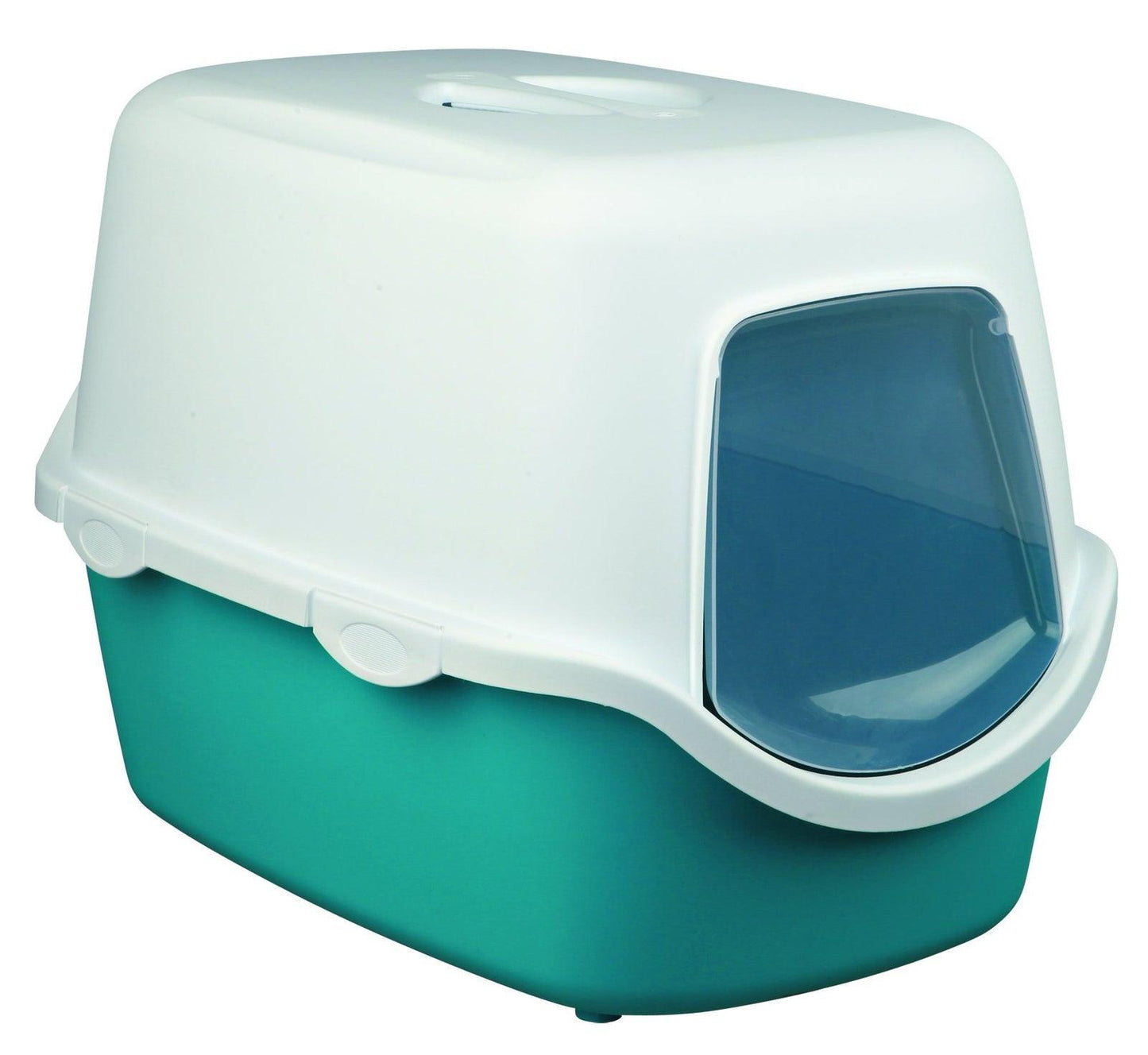 Trixie Vico cat litter tray, with hood, 40 x 40 x 56 cm, turquoise/white.