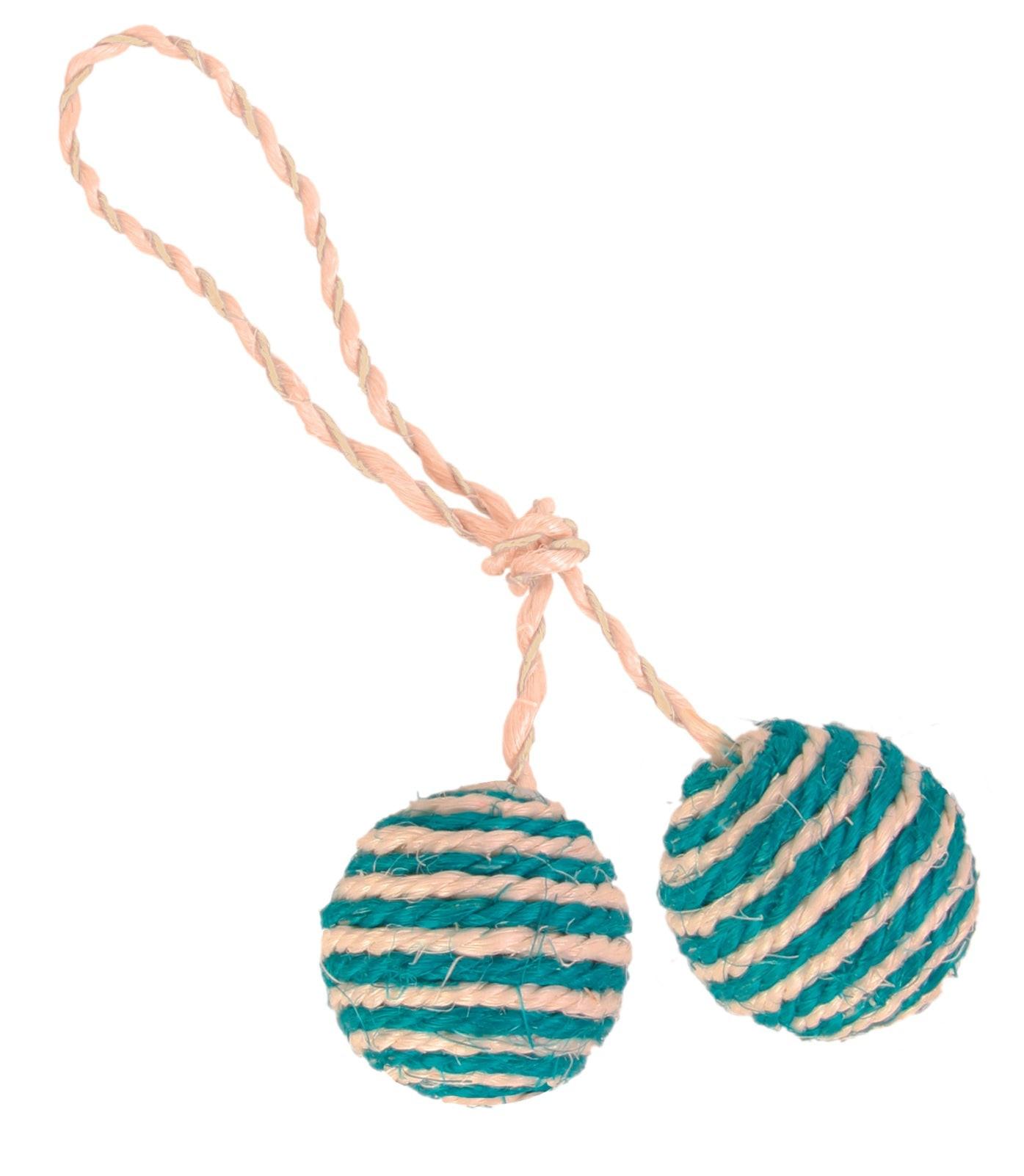 Trixie 2 balls on a rope, sisal, diam. 4.5 cm.