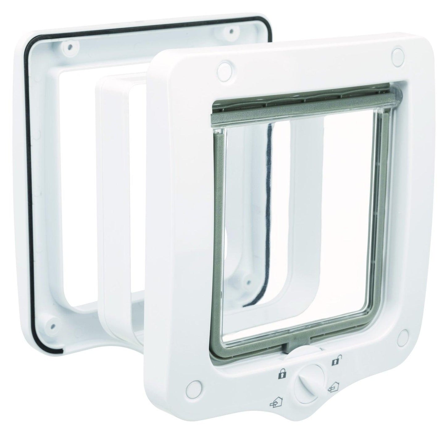 Trixie 4-Way cat flap, with tunnel, 20 x 22 cm, white.