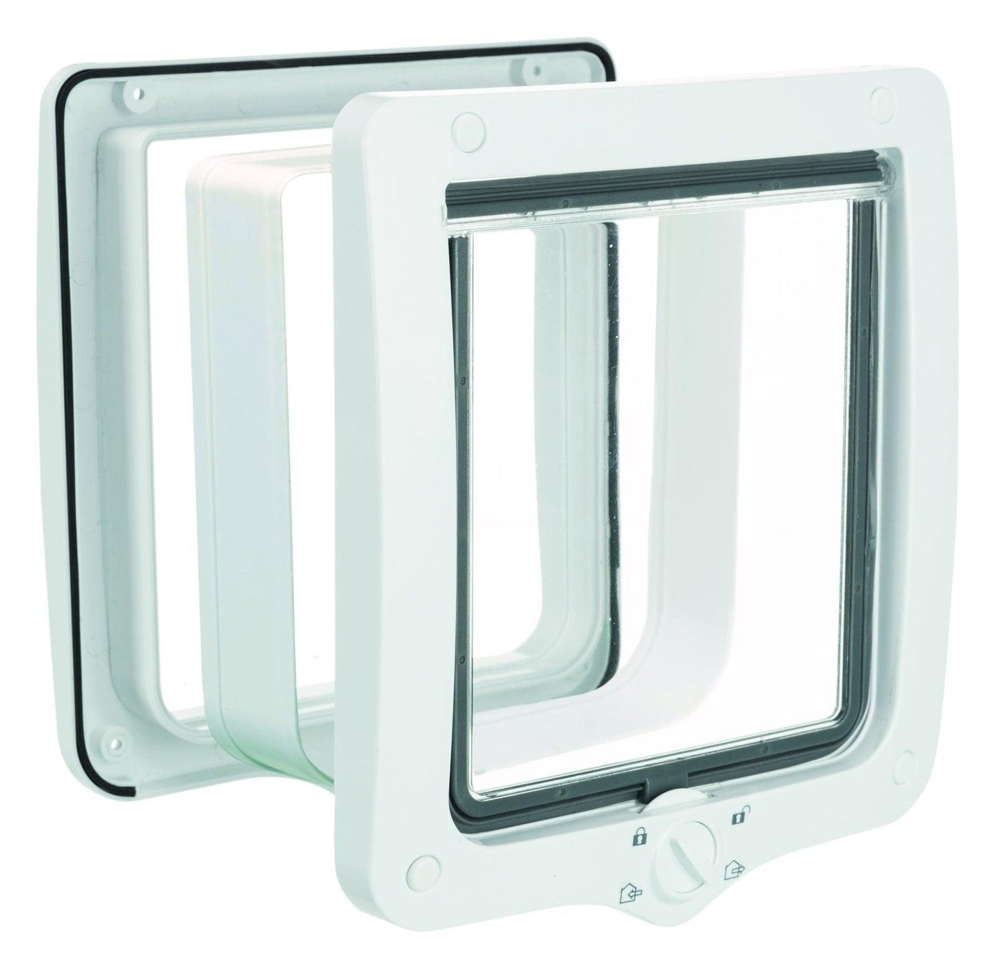 Trixie 4-Way cat flap, with tunnel, XL: 24 x 28 cm, white.