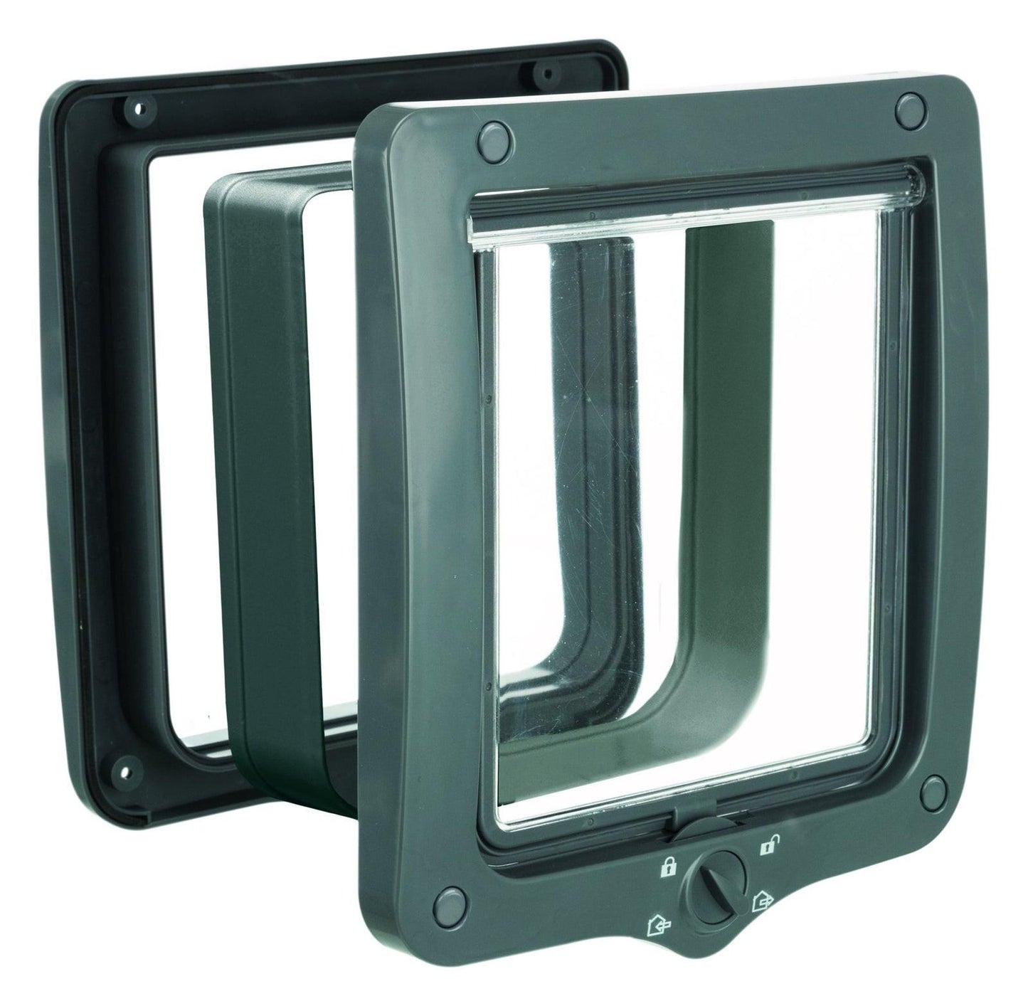 Trixie 4-Way cat flap, with tunnel, XL: 24 x 28 cm, grey.