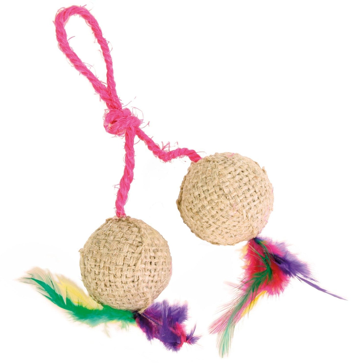 Trixie 2 balls on a rope, jute, diam. 4.5 cm.