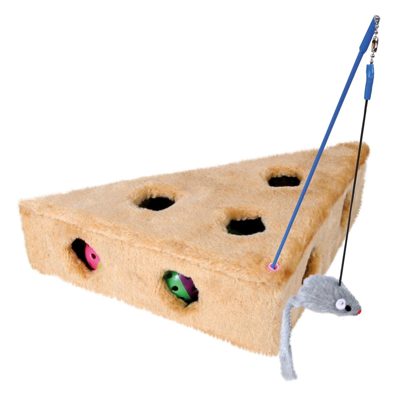Trixie Cat's Cheese with playing rod and 3 toy balls, 36 x 8 x 26/26 cm.
