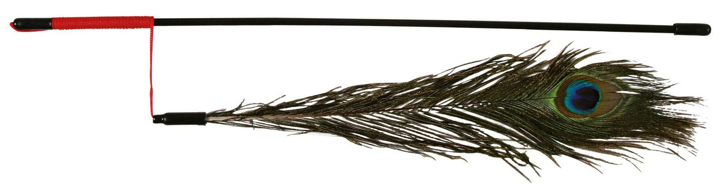 Trixie Playing rod with peacock feather, 47 cm.