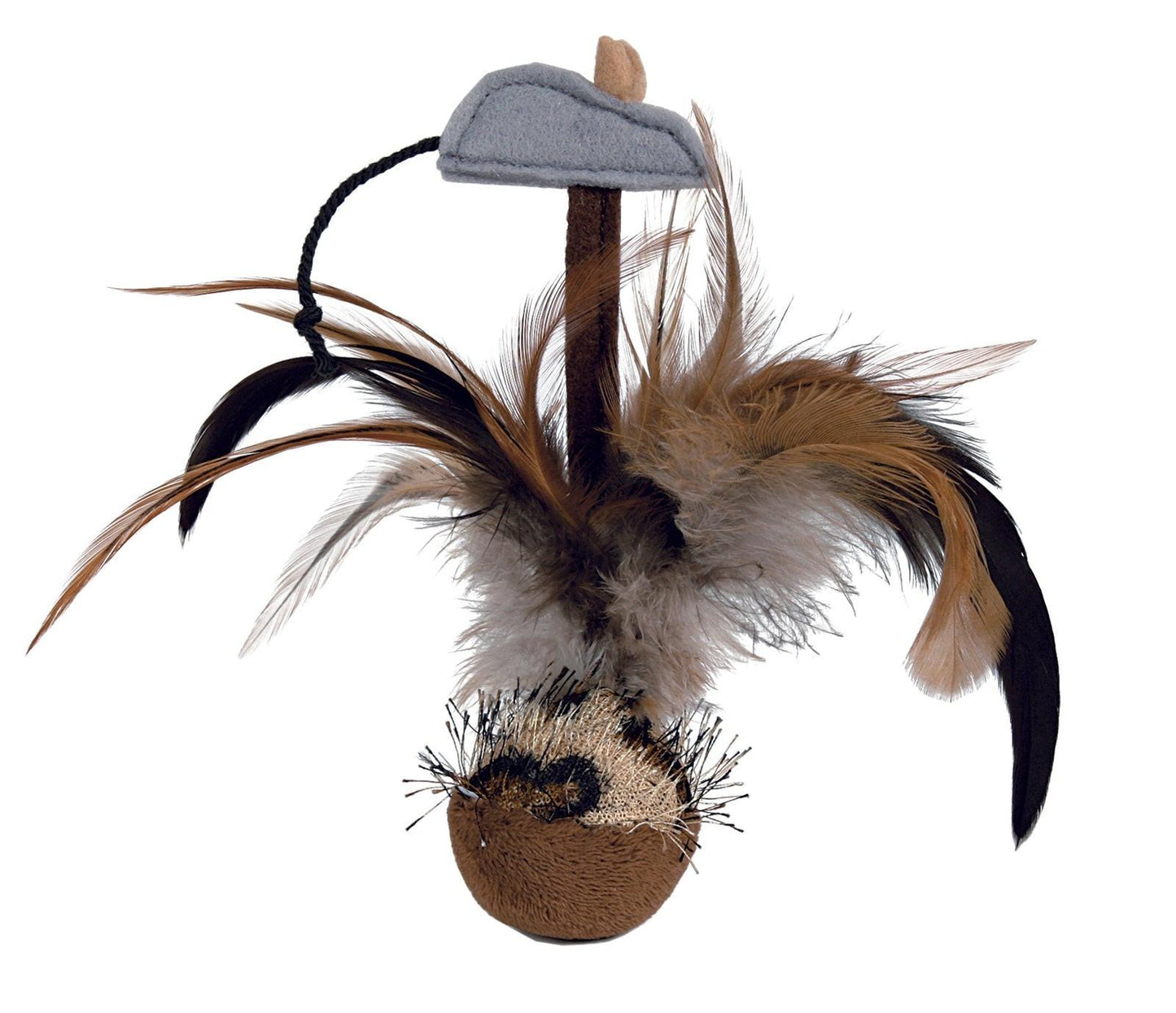 Trixie Bobo shuttlecock with mouse, plush, 15 cm.