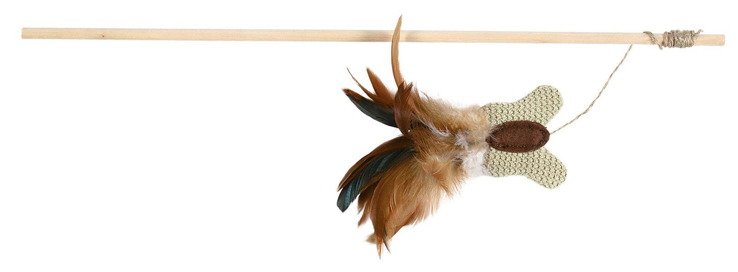 Trixie Playing rod with butterfly and feathers, 45 cm.