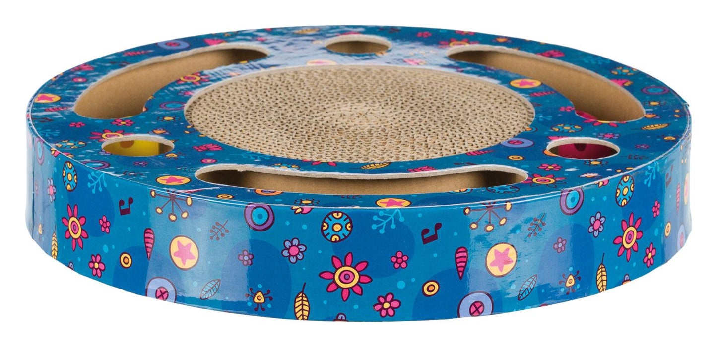 Trixie Scratching drum with toys, diam. 33 cm, blue.