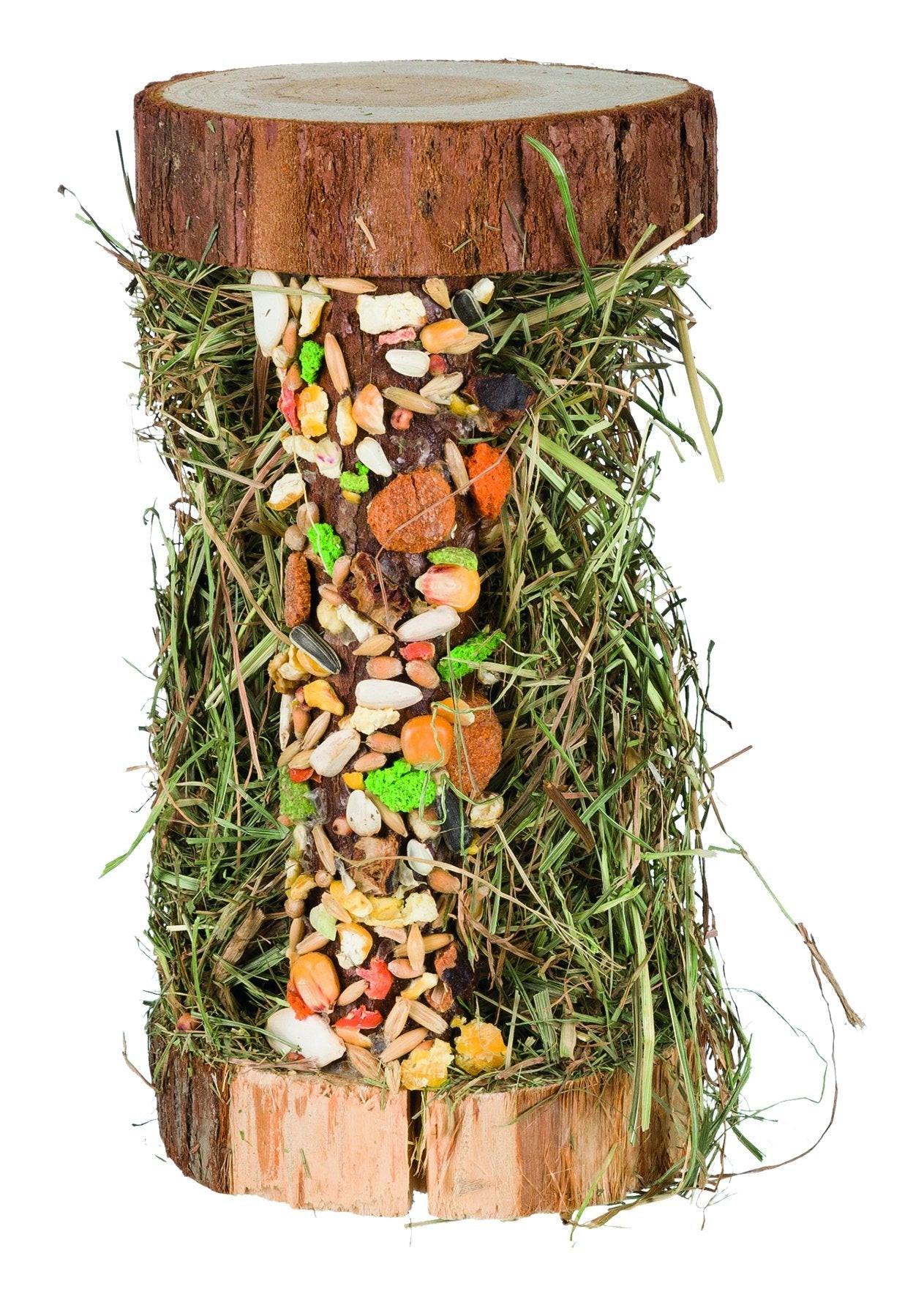 Trixie Wooden tower with hay and crispy bar, 13 x 17 x 13 cm, 110 g.
